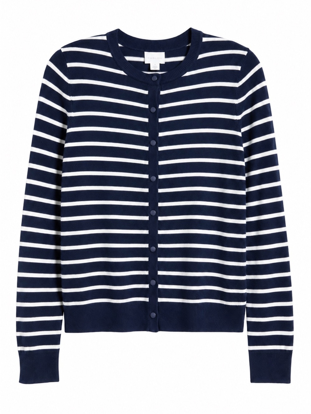 Caslon Merino Wool Blend Striped Cardigan Navy White XL NWT Crewneck - Picture 4 of 8